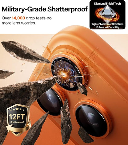 TORRAS 3-Year Ultimate Durability for iPhone 17 Pro Max/17 Pro Camera Lens Protector-1:1 Invisible Fit & Ultra Clarity, Military-Grade 9H+ Aerospace Glass Anti-Scratch Easy Installation, Cosmic Orange