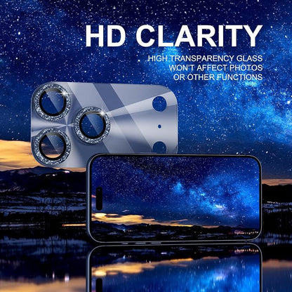 Choiche Compatible for iPhone 17 Pro Camera Lens Protector, Bling Camera Cover with 9H Tempered Glass Lens Screen Protector Metal Ring Decoration Accessories 6.3-inch (Light-Blue)
