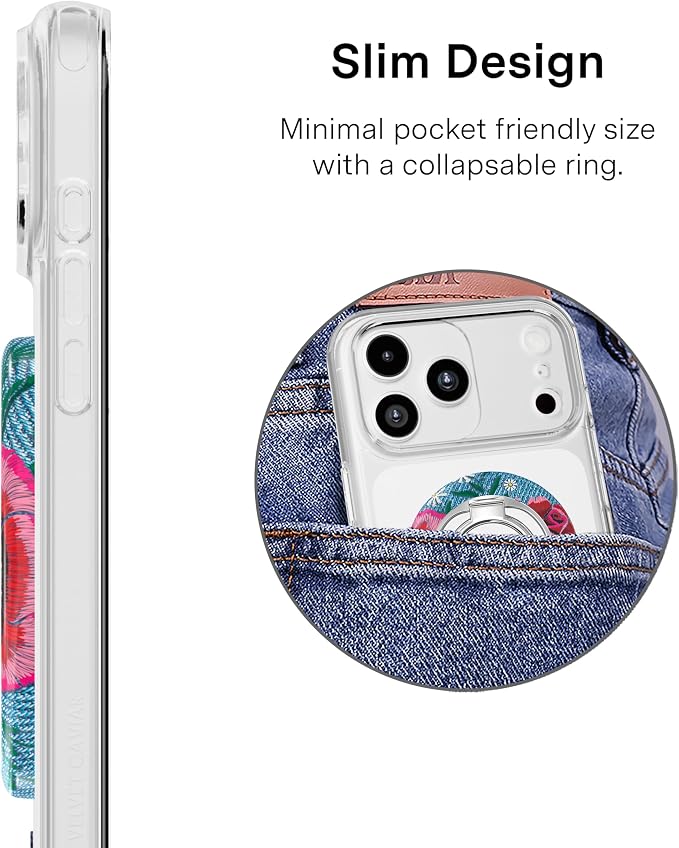 VELVET CAVIAR Compatible with MagSafe Phone Grip 2.0 | Cute Magnetic Ring Holder | Finger Loop Kickstand | Pop On Accessory for iPhone 17, 16, 15, 14, 13, 12 | Groovy Floral