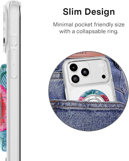 VELVET CAVIAR Compatible with MagSafe Phone Grip 2.0 | Cute Magnetic Ring Holder | Finger Loop Kickstand | Pop On Accessory for iPhone 17, 16, 15, 14, 13, 12 | Groovy Floral