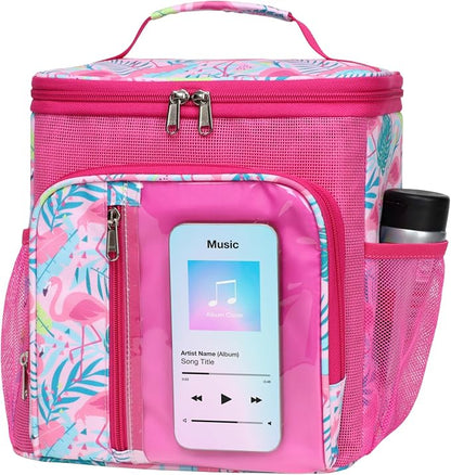 F-color Shower Caddy Portable for College Dorm Essentials - Large Hanging Sturdy Handle Toiletry Tote Bag with Hook, Multiple Pockets, Quick Dry Organizer for Camping, Travel, Gym, Pink Flamingo