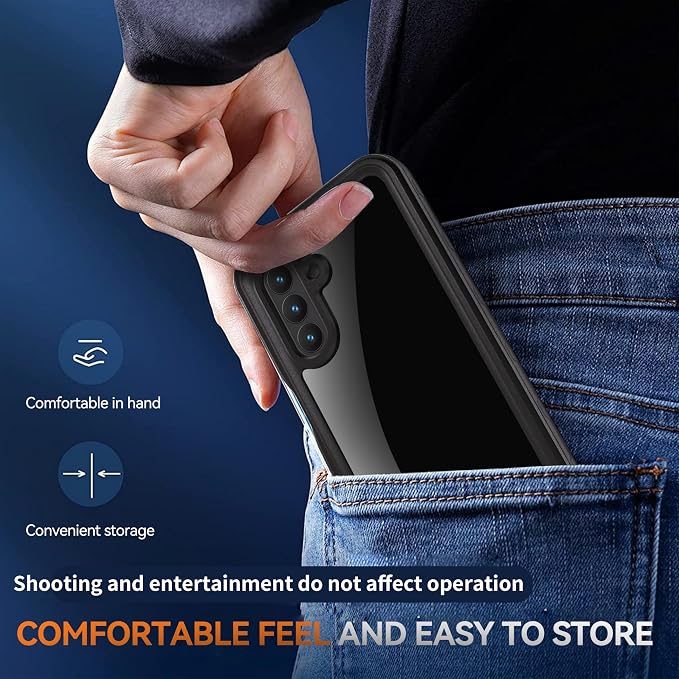 Omio for Galaxy A26 5G Waterproof Case, Full Body IP68 Underwater Clear Protective Case Built-in Screen Protector Heavy Duty Shockproof Case for Men Women, Black