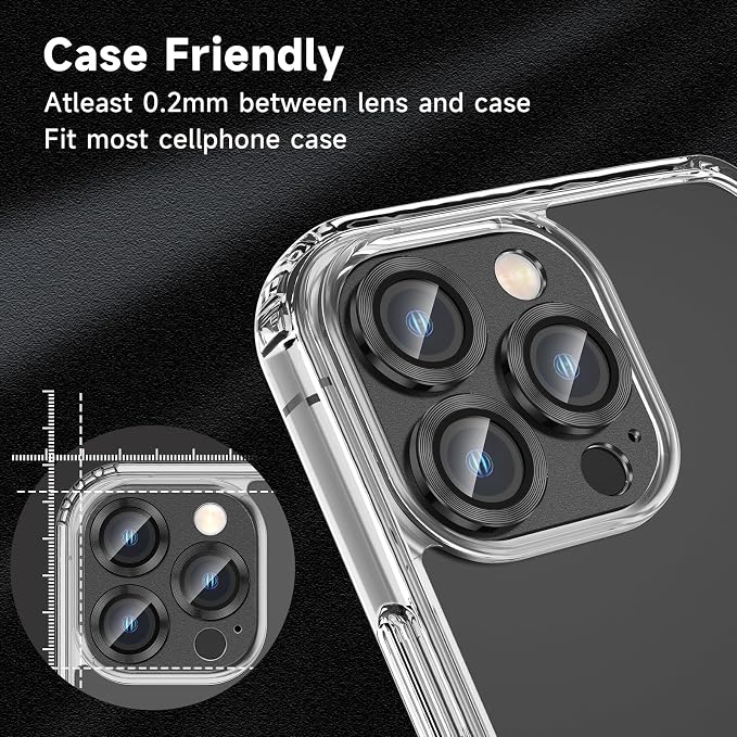 for iPhone 16 Pro/iPhone 16 Pro Max Camera Lens Protector - with Installation Tray, 9H Tempered Glass [Anti-Scratch] [Ultra HD Clear] Metal Individual Ring Camera Cover(Black Titanium)