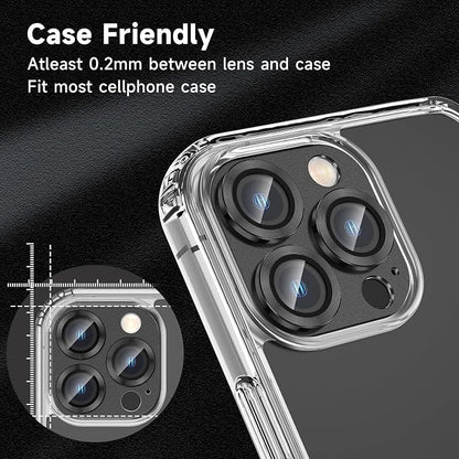 for iPhone 16 Pro/iPhone 16 Pro Max Camera Lens Protector - with Installation Tray, 9H Tempered Glass [Anti-Scratch] [Ultra HD Clear] Metal Individual Ring Camera Cover(Black Titanium)