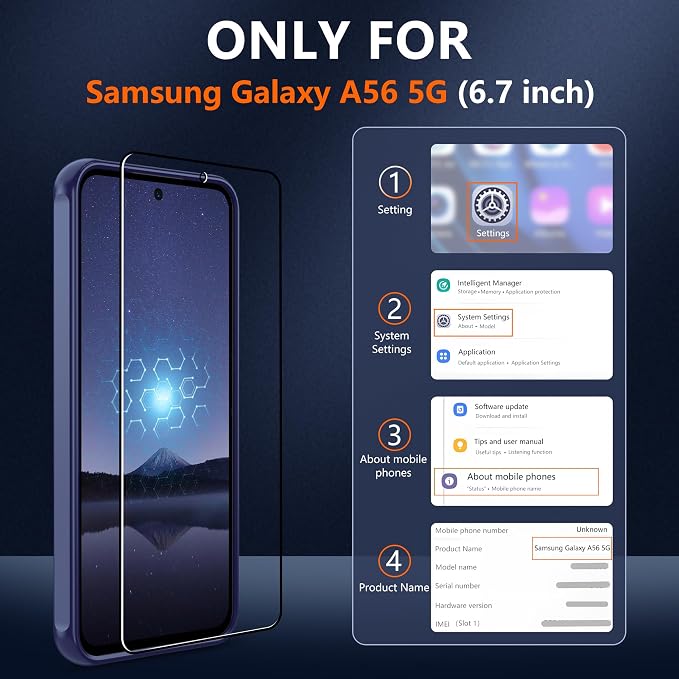 for Samsung Galaxy A56 5G Phone Case : A56 Case [Mag-Safe Fit] with Tempered Glass Screen Protector, Samsung A56 5G Case Matte Translucent Soft-Touch Skin & Full Body Protection Cell Phone A 56,Blue