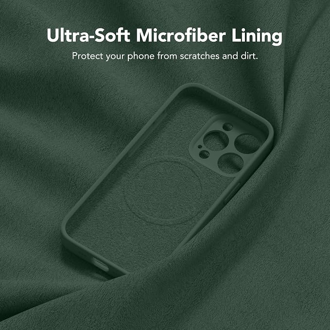 Magnetic for iPhone 15 Pro Max Case, Compatible with MagSafe, [Full Camera Protection][Screen Protector] Silicone Shockproof Protective Phone Case for iPhone 15 Pro Max 6.7", Alpine Green