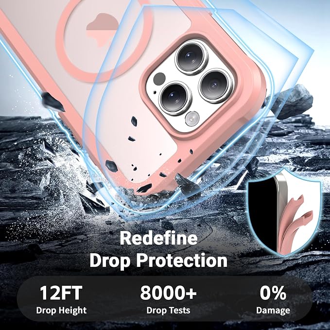 jaroco Magnetic for iPhone 16 Pro Max Case, [Compatible with MagSafe][Military Grade Drop Protection][Heavy Duty Protection][Non-Slip][Shockproof] 2-Layer Durable Bumper Phone Case 6.9''-Pink