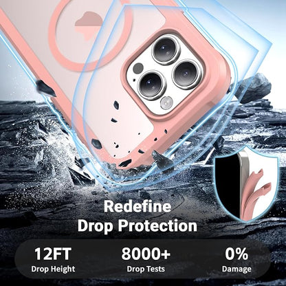 jaroco Magnetic for iPhone 16 Pro Max Case, [Compatible with MagSafe][Military Grade Drop Protection][Heavy Duty Protection][Non-Slip][Shockproof] 2-Layer Durable Bumper Phone Case 6.9''-Pink