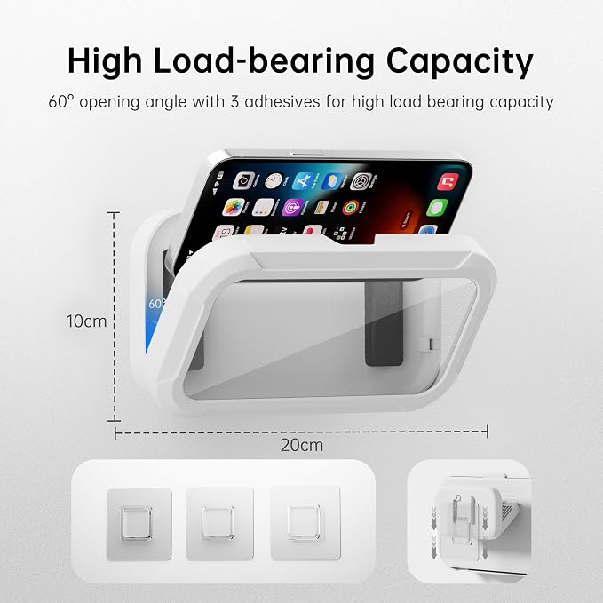 Shower Phone Holder Waterproof, 360° Rotatable Retractable Adjustable, Anti-Fog with Touch Screen Wall Mount Stand Case Universal for Bathroom, Bathtub, Kitchen, Accessories for up to 7" Cell Phones