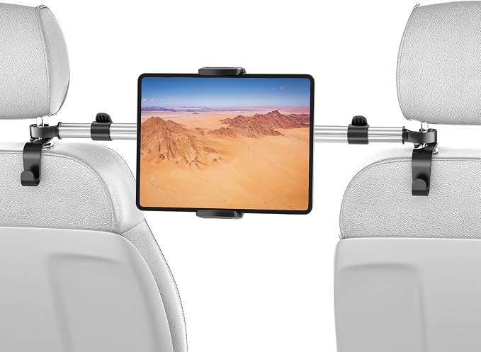 Tryone Car Tablet Holder Mount for iPad: Headrest Tablet Stand for Car Back Seat Compatible with iPad Pro Air Mini | Galaxy Tab | Kindle Fire HD | Switch OLED or Other 4.7-16.1" Devices