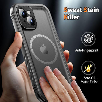 Cozycase for iPhone 13 Waterproof Shockproof Dustproof Case [Compatible with MagSafe] - Heavy Duty/360 Full Body/Military Grade/Rugged Hard Built in Screen/Camera Protector with Lanyard Black