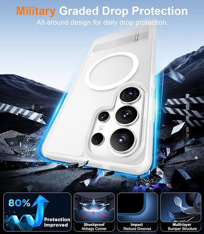 Magnetic for Samsung Galaxy S26 Ultra Case, [Innovate Stand][Military Grade Drop Protection][Non Slip][Translucent Matte] Shockproof Phone Case for Galaxy S26 Ultra 2026 -Clear Matte