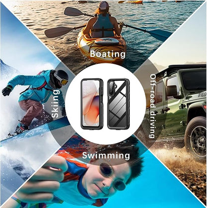 Waterproof Case Compatible with Samsung Galaxy A17 5G, Fully Sealed Underwater IP68 Waterproof Shockproof Dustproof Full-Body Protective Clear Cover Built-in Screen Protector. (Black)