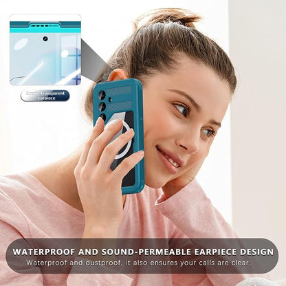 Guppy for Galaxy S25 Plus Magnetic Waterproof Case, Built-in Screen Protector [IP68 Waterproof][14FT Military Drop Proof] 360° Full Body Protection Dustproof Shockproof Heavy Duty Rugged Case, Cyan