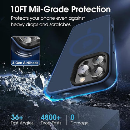 Strong Magnetic for iPhone 16 Pro Max case [10Ft Military-Grade Protection] Compatible with fit MagSafe Shockproof Slim Thin Cover case for iPhone 16 Pro Max 6.9 inch, Blue