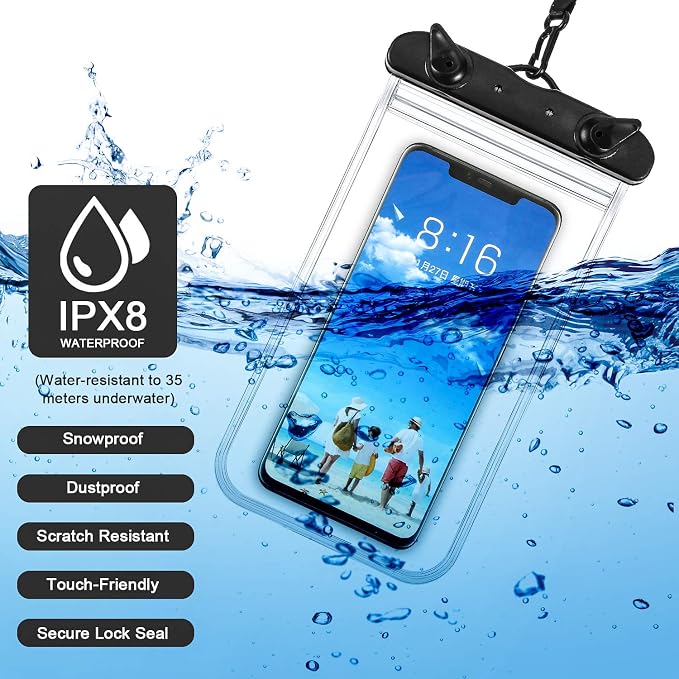 Frienda 12 Pieces Universal Waterproof Phone Pouch Underwater Case Clear Cellphone Dry Bag with Lanyard Outdoor Beach Swimming Snorkeling Bag for Smartphone up to 6.9 Inch (Multi-Color)