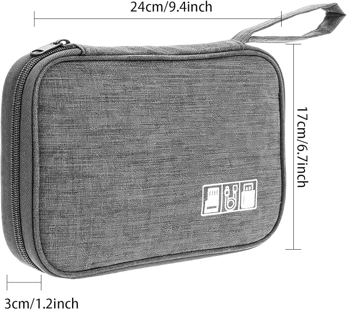 Yamrots Travel Cable Organizer, Electronic Organizer Travel Case, Portable Storage Bag for SD Card, Charger, Power Bank, Earphone (Grey)