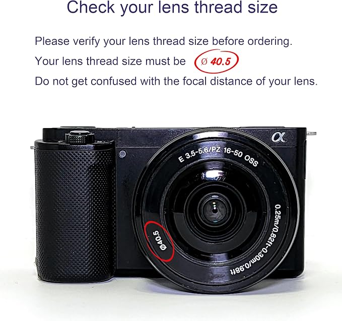 FotoZ 40.5mm 0.75x Mini Wide Angle Conversion Lens(w/Macro), for Sony ZV-1F ZV-E10, ZV-E10 MarkII A6400 A6700 Accessories, Compatible with kit Lens 16-50mm, PZ 16-50mm OSS II (Black)