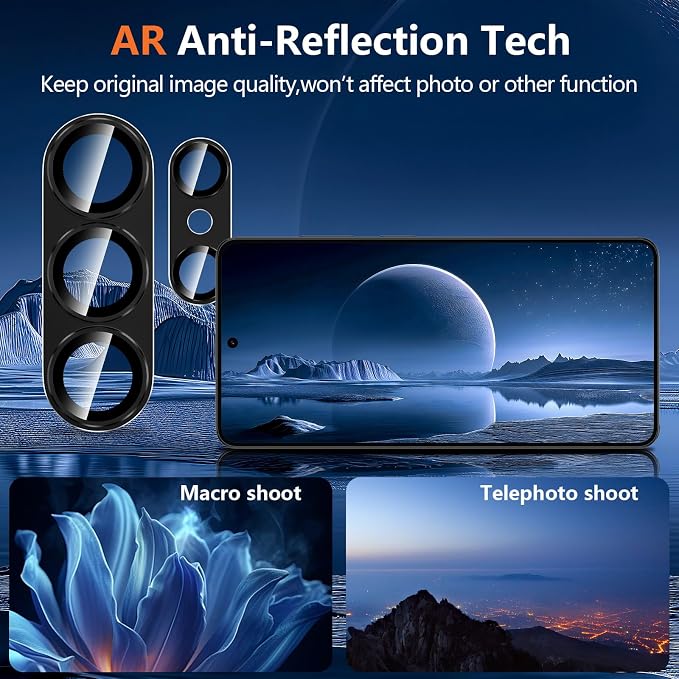 for Samsung Galaxy S26 Ultra Camera Lens Protector, Electroplated Matte Back with 9H Tempered Glass Lens Protector, [Strong Adsorption] [Case-Friendly] Metal Ring HD Clear Lens Cover, Black