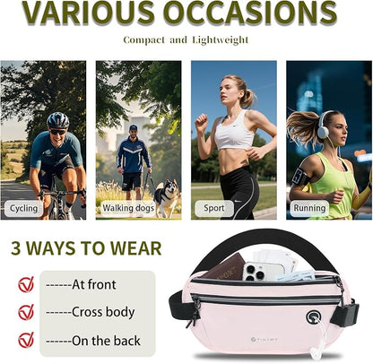 Slim Running Belt for Women Men Runners Fanny Packs With Phone Holder Hidden Pockets Exercise Waist Bag for Marathon Workout