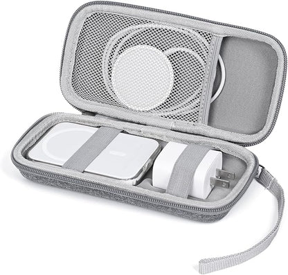 Case Compatible with Apple MagSafe Battery Pack, for MagSafe Magnetic Power Bank for iPhone 15/14/13, Extra Mesh Pocket Fits Power Adapter(Case Only,Gray)
