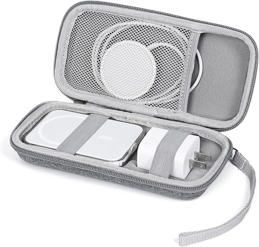 Case Compatible with Apple MagSafe Battery Pack, for MagSafe Magnetic Power Bank for iPhone 15/14/13, Extra Mesh Pocket Fits Power Adapter(Case Only,Gray)