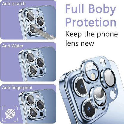 2 Pack Camera Lens Protector for iPhone 13 Pro/13 Pro Max,[Not Easy to Breakn ] AR Tempered Glass Strong Adsorption Metal Camera Cover Screen-Black