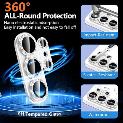 for Samsung Galaxy S26 Ultra Camera Lens Protector, Electroplated Matte Back with 9H Tempered Glass Lens Protector, [Strong Adsorption] [Case-Friendly] Metal Ring HD Lens Cover,Silvery Diamond