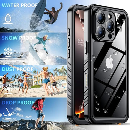 SPIDERCASE for iPhone 16 Pro Max Case Waterproof, [12FT Military Drop Proof] [IP68 Waterproof] [Full Body Protection] Heavy Duty Protective Cover for iPhone 16 Pro Max 6.9”, Black