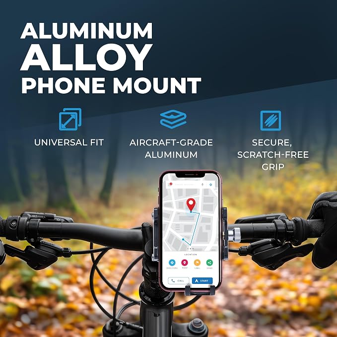 Roam Universal Cell Phone Holder Mount, Adjustable Fit for Smartphones 2" - 3.8" Wide, 7" L x 0.5" H, Hands Free Navigation System for Motorcycle eBike Dirt Bike Road Bike Cruiser Moped Scooter