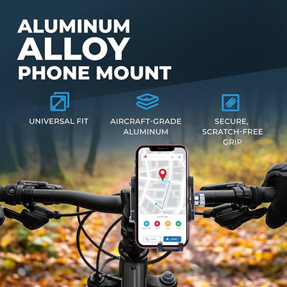 Roam Universal Cell Phone Holder Mount, Adjustable Fit for Smartphones 2" - 3.8" Wide, 7" L x 0.5" H, Hands Free Navigation System for Motorcycle eBike Dirt Bike Road Bike Cruiser Moped Scooter