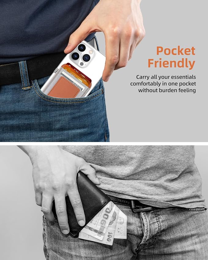 ExtreLife For Magsafe Wallet, Stronger Magnetic Wallet for iPhone 17/16/15/14/13/12 Series, Magnetic Card Holder with 2 Card Slots, Vegan Leather, Max 7 Cards, Slim, Brown