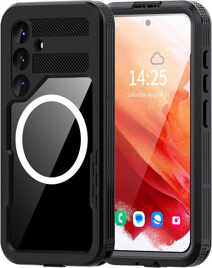 Compatible with Samsung Galaxy S25 Case Waterproof,Built-in Lens & Screen Protector,Military Grade Shockproof Full Body Protection Rugged Case for Galaxy S25 6.2 inches(Black)