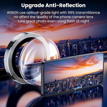 WSKEN for Z Flip 7 Camera Lens Protector Case Cover - Ultra HD Anti-Reflective Tempered Metal Glass Anti Scratch Rear Camera Screen Protector Film for Samsung Galaxy Z Flip 7 5G Accessories,Silver