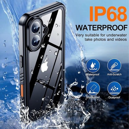 MOZOTER for iPhone 16 Case Waterproof,[IPX8 Underwater Case][Full Body Shockproof & Military Dropproof] Clear Sound Quality Built-in Screen Protector for iPhone 16 6.1 inch-Black