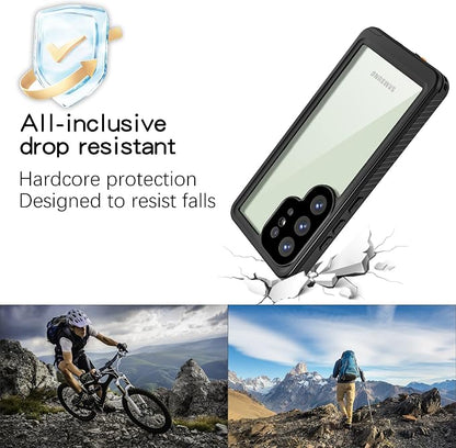 Omio Compatible with Samsung Galaxy S25 Ultra Waterproof Case, Full Body IP68 Waterproof Dustproof Underwater Case Built-in Lens & Screen Protector Military Grade Shockproof Case for Men Women, Black