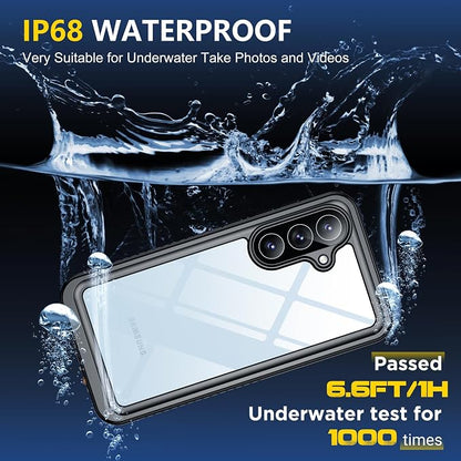 SPIDERCASE for Samsung Galaxy S26+ Plus Case with Built-in Screen Protector, [IP68 Waterproof] [Military Grade Shockproof] Full Body Sealed Heavy Duty Protection for S26 Plus 6.7", Black/Clear