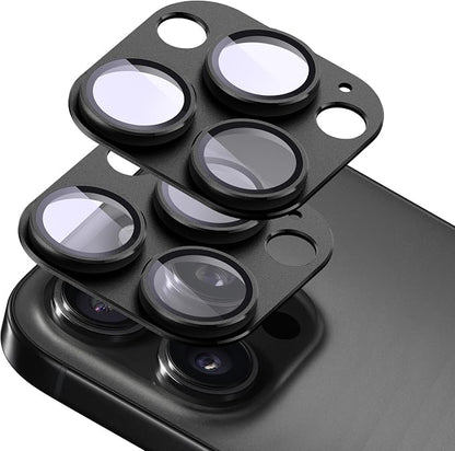 2-Pack Shatterproof Camera Lens Protector for iPhone 16 Pro/16 Pro Max |AR Tempered Glass Strong Adsorption Metal Camera Cover Screen(Black)