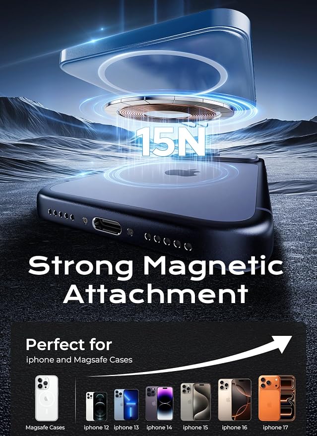 Magnetic Portable Charger, 5000mAh Ultra Slim Power Bank, 15W Fast Charging for Magsafe Battery Pack, Travel Essential Wireless Charger Compatible with iPhone 17/16/15 Series - Dark Blue