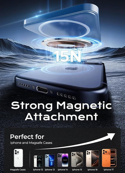 Magnetic Portable Charger, 5000mAh Ultra Slim Power Bank, 15W Fast Charging for Magsafe Battery Pack, Travel Essential Wireless Charger Compatible with iPhone 17/16/15 Series - Dark Blue