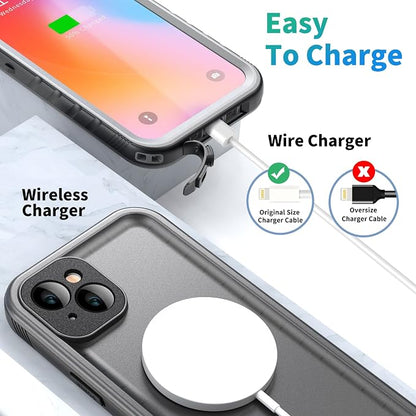 SPORTLINK for iPhone 14 Plus Waterproof Shockproof Case - Full Body Heavy Duty Underwater Dustproof Rugged 360 Protective Military Grade 6.7 Inch with Camera/Screen Protector (Black)