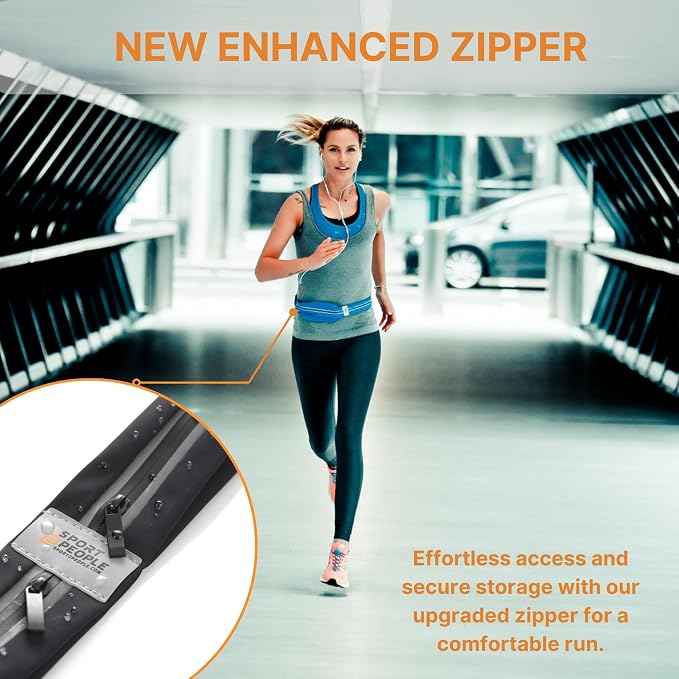 Running Belt for Women and Men, Waterproof Phone Holder for Running, Reflective 2-Pocket Waist Pack for Storing Runner’s Essentials Safely, Running Fanny Pack Fits Most Phones, Adjustable Belt Bag