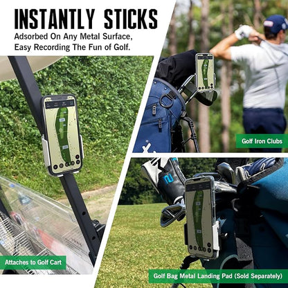 Dprofy Magnetic Golf Cart Phone Holder Golf Gifts for Men Golfers Golf Accessories Fit for All Popular Smart Phones Special Design for Thick Case and Ring Holder (Grey)