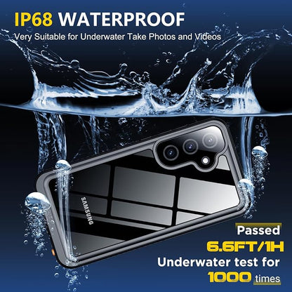 SPIDERCASE Upgraded for Samsung Galaxy S25 Case Waterproof,Built-in Screen & Camera Lens Protector[IP68 Underwater] [Military Grade Shockproof] Full Body Protection Phone Case,Green/Clear