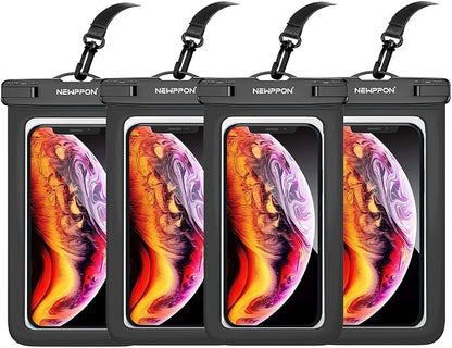 Waterproof Cell Phone Pouch : 4 Pack Float Clear Cell Holder Protector with Lanyard - Universal Floatable Water Proof Dry Bag for iPhone Samsung Galaxy for Beach Swimming Pool