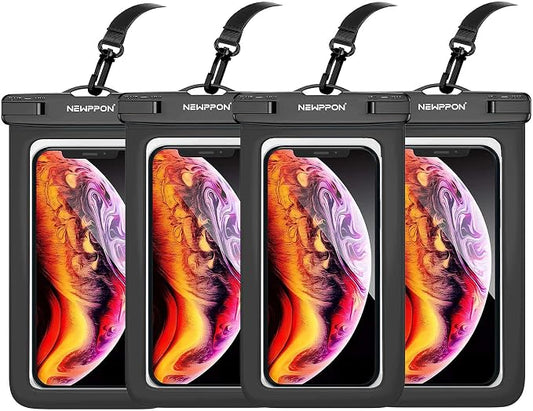 Waterproof Cell Phone Pouch : 4 Pack Float Clear Cell Holder Protector with Lanyard - Universal Floatable Water Proof Dry Bag for iPhone Samsung Galaxy for Beach Swimming Pool