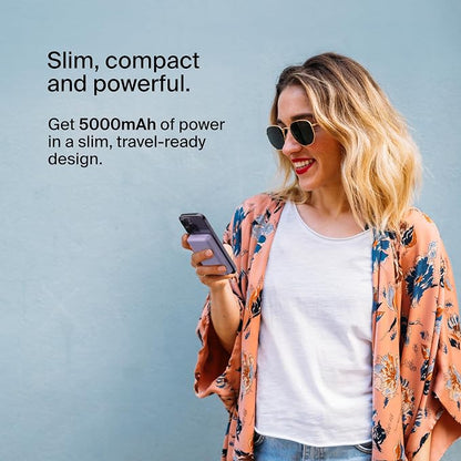Belkin Portable Charger, Wireless Power Bank 5000 mAh MagSafe Charger 7.5W, Built-in Pop-up Kickstand - iPhone 17, Air, Pro, Pro Max, iPhone 16, AirPods, Apple Watch, Google Pixel 10, etc. - Purple