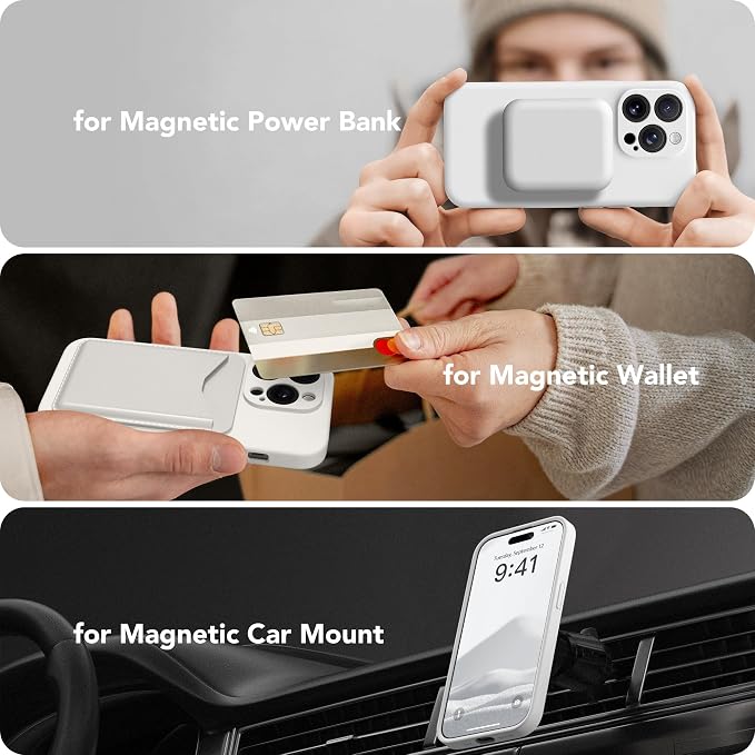 Magnetic for iPhone 13 Pro Max Case, Compatible with MagSafe, [Full Camera Protection][Screen Protector] Silicone Shockproof Protective Phone Case for iPhone 13 Pro Max 6.7", White