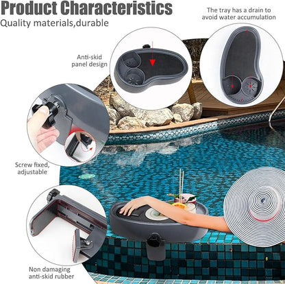 Heayzoki Hot Tub Tray Table with Adjustable Drink Holders, Spa Cup Holder, Durable Portable Accessory