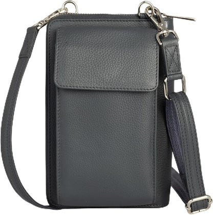 BULL GUARD Crossbody Leather Wallet Phone Purse, Anti Theft and RFID Blocking, Elegant Design for Travel